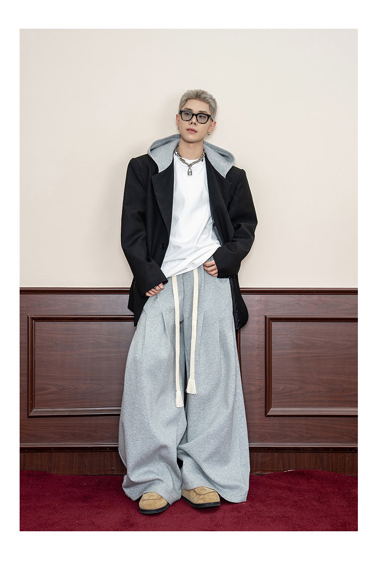 Small Pleats Split Casual Wide Leg Loose Pants [ID:0116PA]