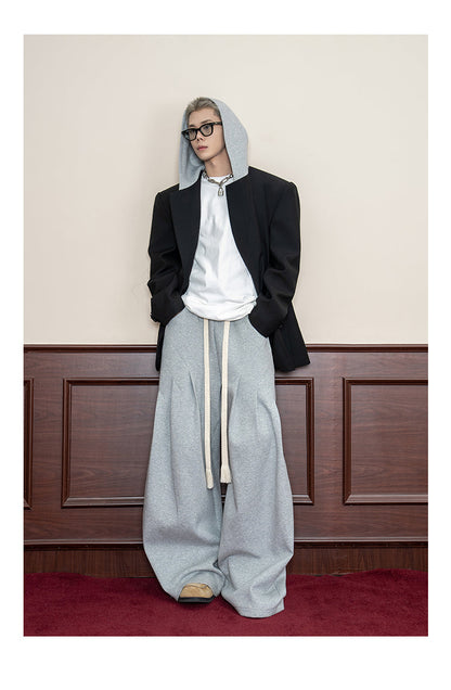 Small Pleats Split Casual Wide Leg Loose Pants [ID:0116PA]