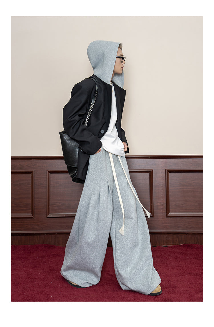 Small Pleats Split Casual Wide Leg Loose Pants [ID:0116PA]