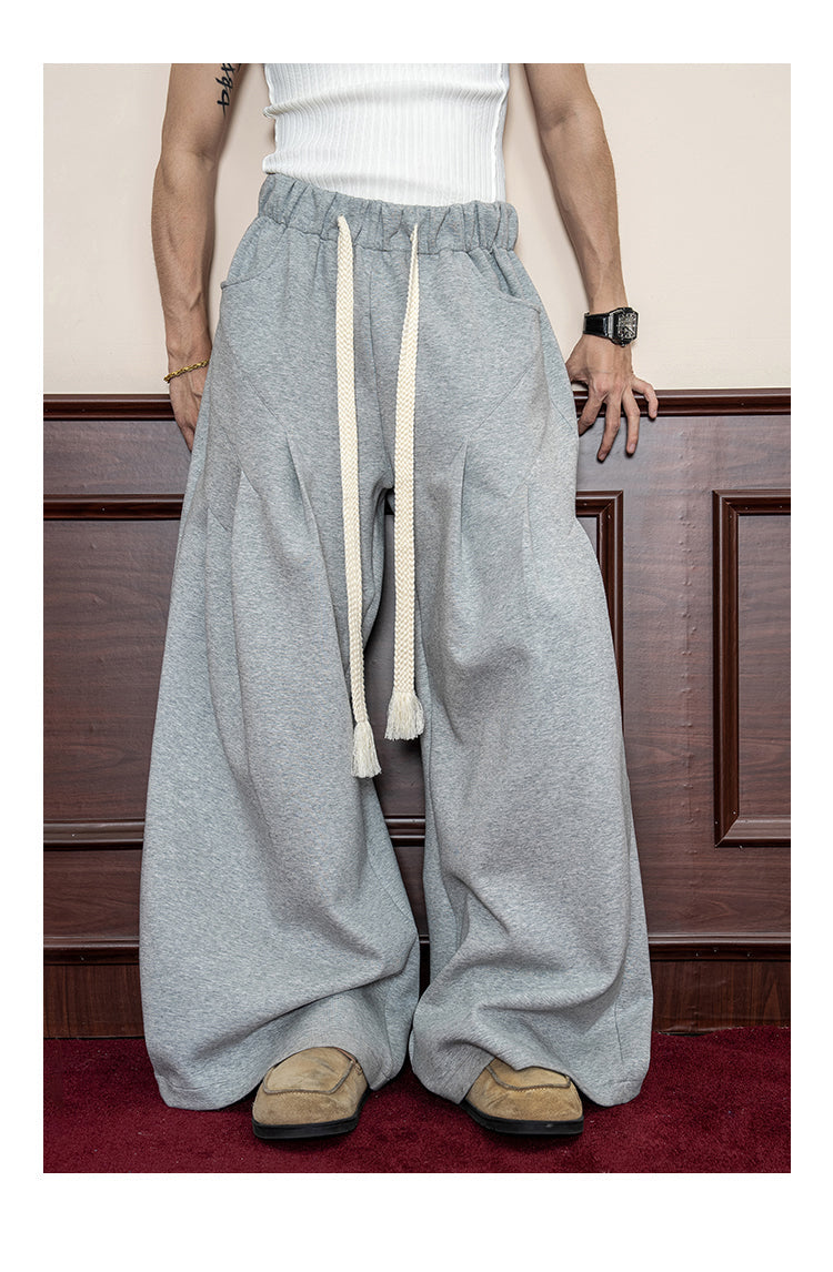 Small Pleats Split Casual Wide Leg Loose Pants [ID:0116PA]