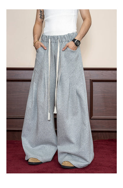 Small Pleats Split Casual Wide Leg Loose Pants [ID:0116PA]