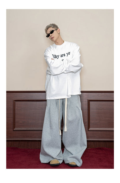 Small Pleats Split Casual Wide Leg Loose Pants [ID:0116PA]