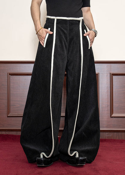 Retro Premium Flying Twill Velvet Casual Hem Wide Leg Pants [ID:0117PA]