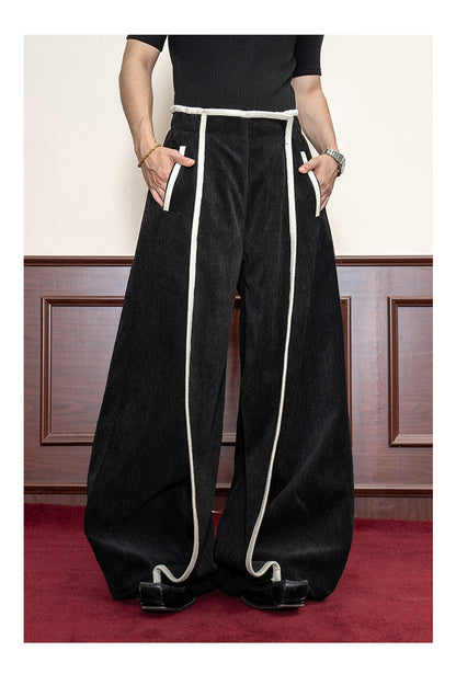 Retro Premium Flying Twill Velvet Casual Hem Wide Leg Pants [ID:0117PA]