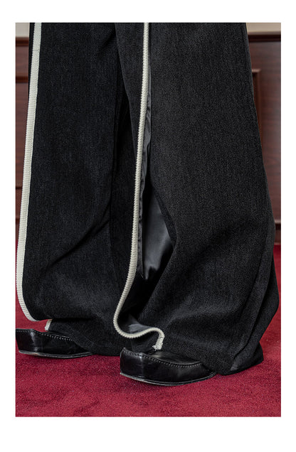 Retro Premium Flying Twill Velvet Casual Hem Wide Leg Pants [ID:0117PA]