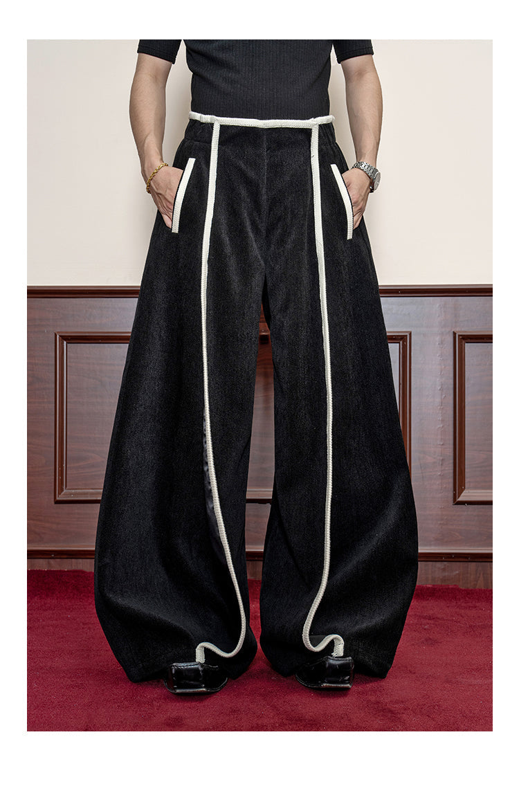 Retro Premium Flying Twill Velvet Casual Hem Wide Leg Pants [ID:0117PA]