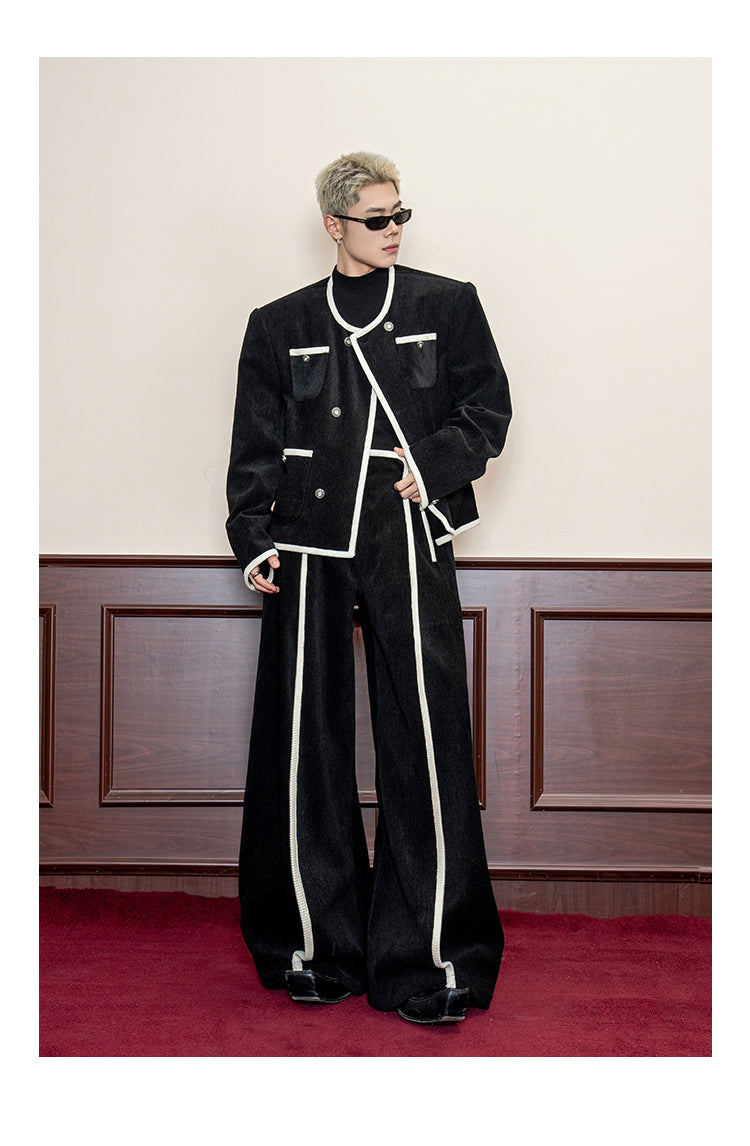 Retro Premium Flying Twill Velvet Casual Hem Wide Leg Pants [ID:0117PA]