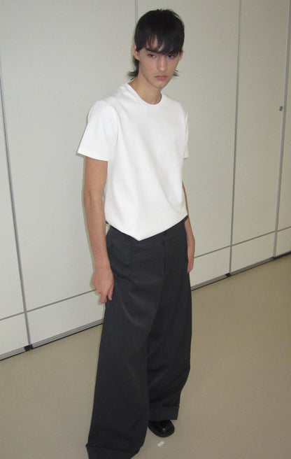 Loose Mode Dark Gray Simple Minimal Pleated Pants [ID:0122PA]