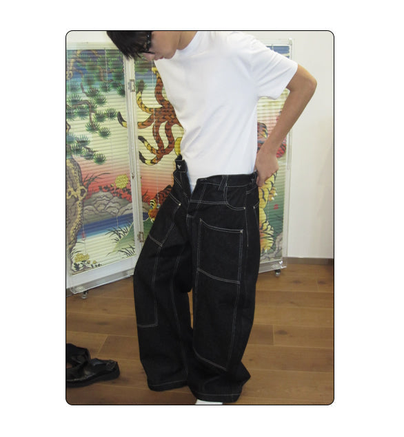 Relaxed Double Pocket Wide Design Original Color Jeans [ID:0123PA]