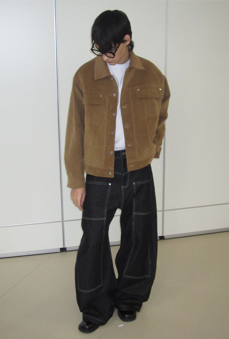 Relaxed Double Pocket Wide Design Original Color Jeans [ID:0123PA]