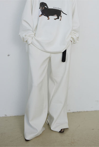 Relaxed Straight Versatile White Basic Casual Pants [ID:0128PA]