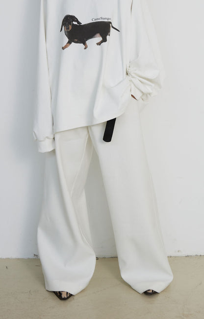 Relaxed Straight Versatile White Basic Casual Pants [ID:0128PA]