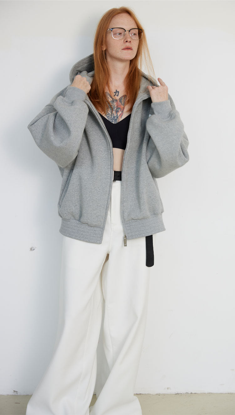 Relaxed Straight Versatile White Basic Casual Pants [ID:0128PA]