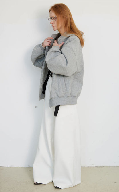 Relaxed Straight Versatile White Basic Casual Pants [ID:0128PA]