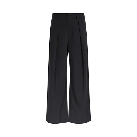 Dark Stripe Pleated Wide Leg Straight Trousers Casual Fashion Pants [ID:0152PA]