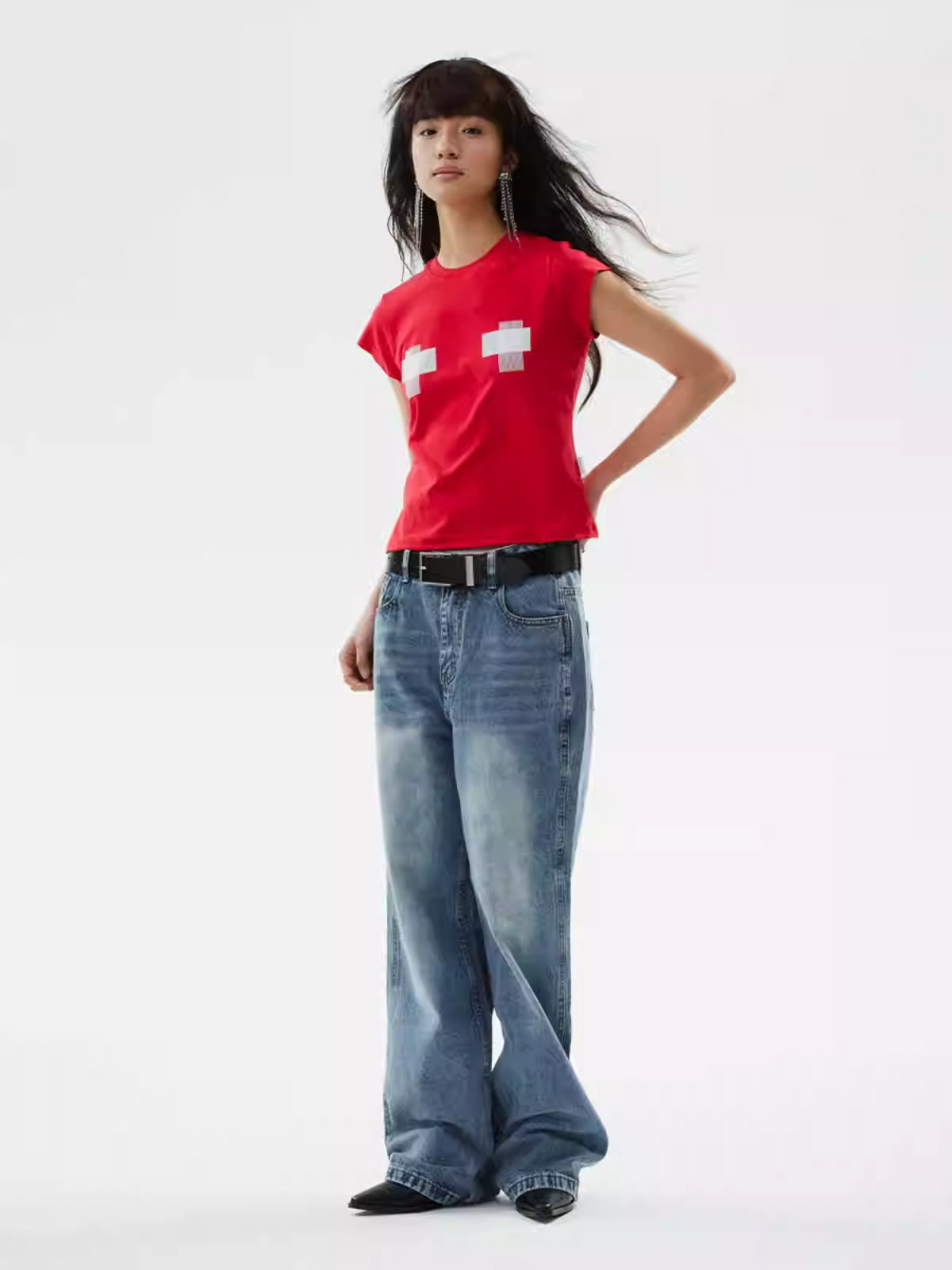 Distressed Straight Classic Blue Jeans Casual Fashion Pants [ID:0153PA]