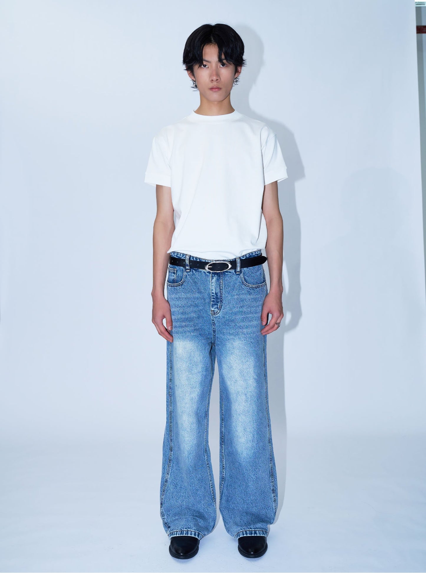 Distressed Straight Classic Blue Jeans Casual Fashion Pants [ID:0153PA]