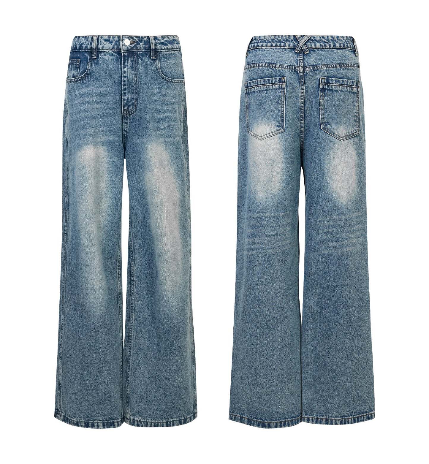 Distressed Straight Classic Blue Jeans Casual Fashion Pants [ID:0153PA]