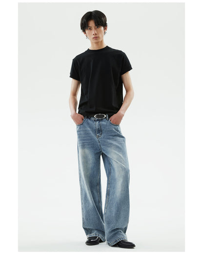 Distressed Straight Classic Blue Jeans Casual Fashion Pants [ID:0153PA]