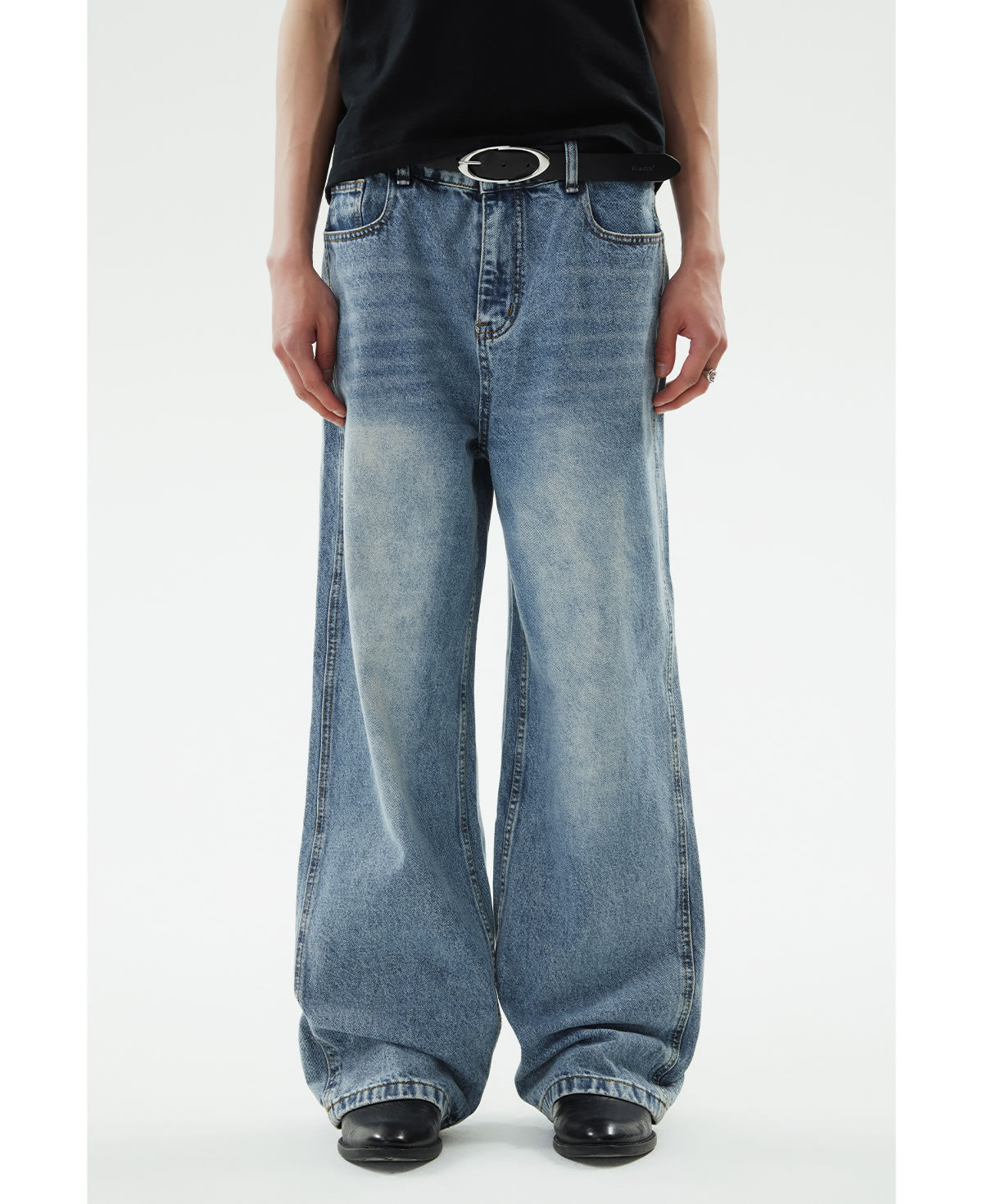 Distressed Straight Classic Blue Jeans Casual Fashion Pants [ID:0153PA]