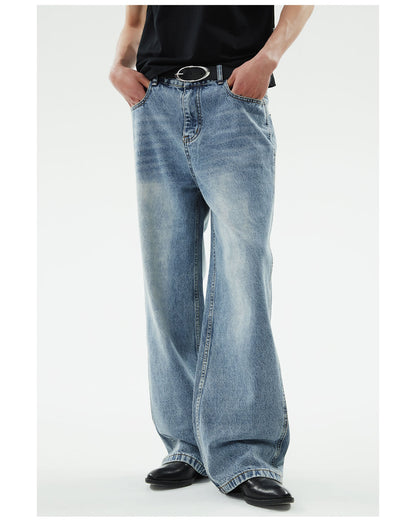 Distressed Straight Classic Blue Jeans Casual Fashion Pants [ID:0153PA]