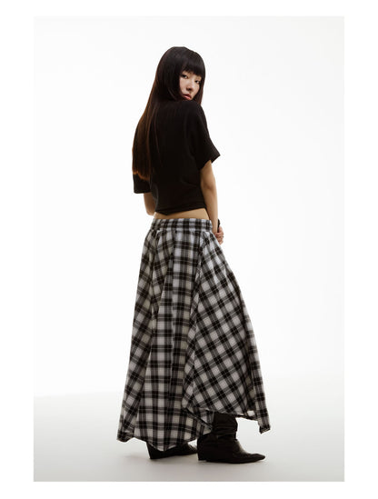 Retro Black and White Checkered Wide Culottes [ID:0156SK]