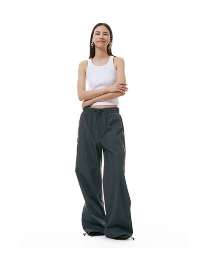 Original Design Zipper Accent Windbreaker Long Pants Unisex [ID:0157PA]