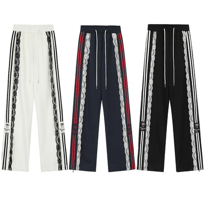 Retro Spliced Design Casual Distressed Detailing Pants [ID:0164PA]