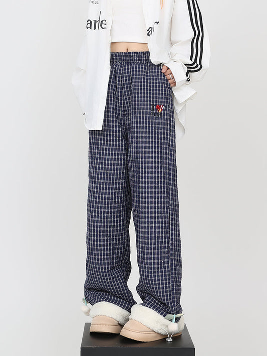 Checkered Thick Cotton Polar Fleece Casual Pants [ID:0167PA]