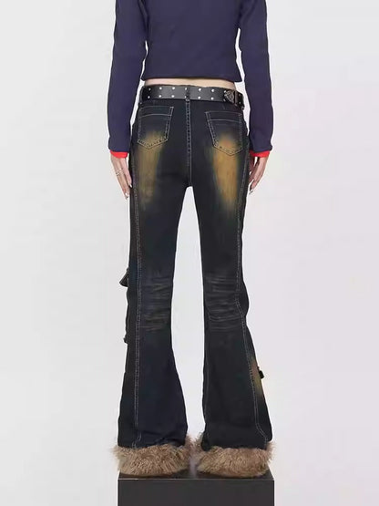 Sexy Design Slim Street Washed Plush Bootcut Jeans [ID:0168PA]