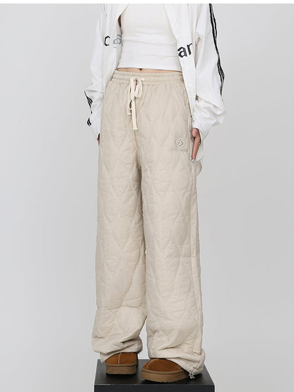 Quilted Casual Wide-Leg Cotton Retro Trendy Pants [ID:0171PA]