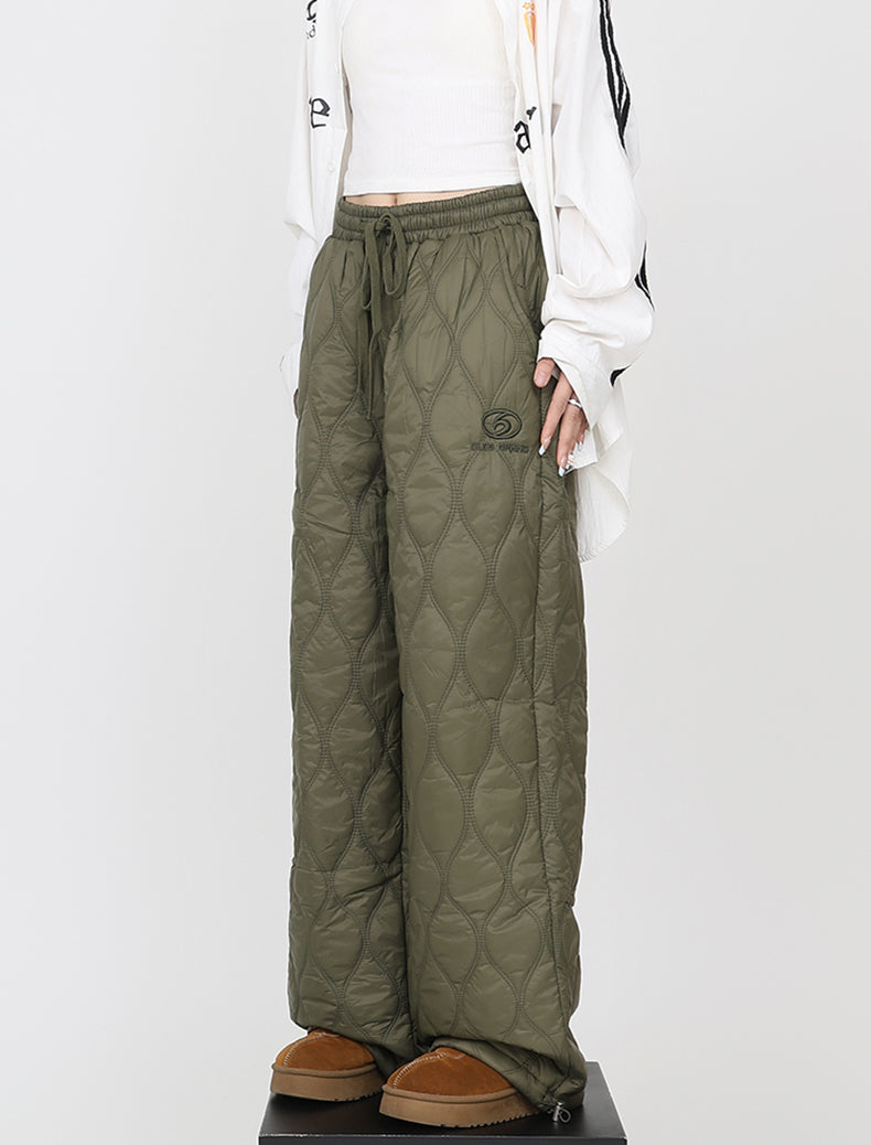 Quilted Casual Wide-Leg Cotton Retro Trendy Pants [ID:0171PA]