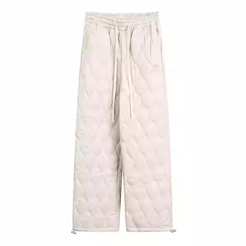 Quilted Casual Wide-Leg Cotton Retro Trendy Pants [ID:0171PA]