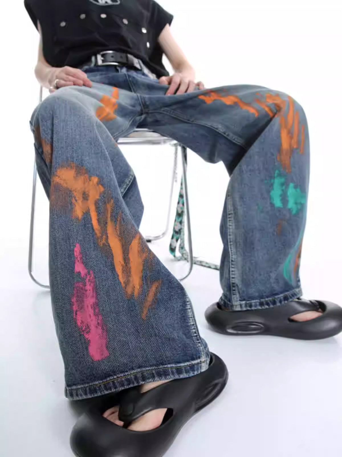 Original Street Colorful Graffiti Waist Loose Jeans [ID:0173PA]