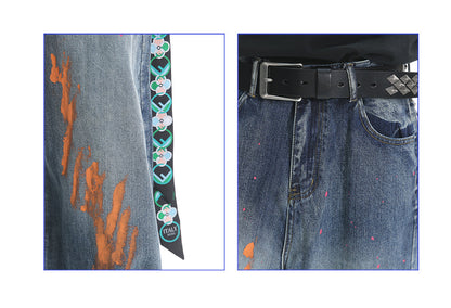 Original Street Colorful Graffiti Waist Loose Jeans [ID:0173PA]