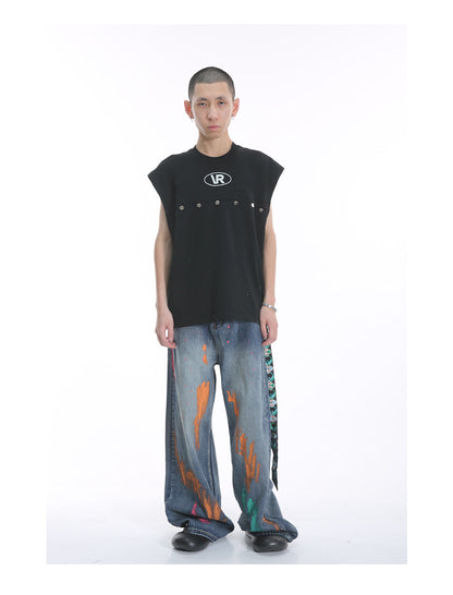 Original Street Colorful Graffiti Waist Loose Jeans [ID:0173PA]