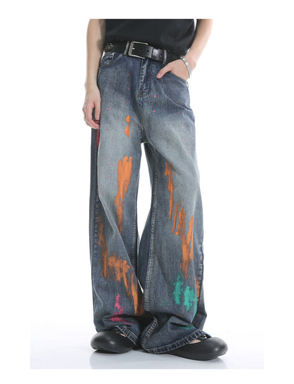 Original Street Colorful Graffiti Waist Loose Jeans [ID:0173PA]