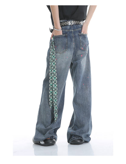 Original Street Colorful Graffiti Waist Loose Jeans [ID:0173PA]