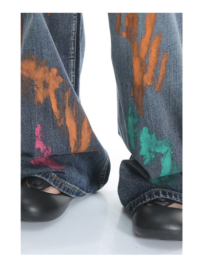 Original Street Colorful Graffiti Waist Loose Jeans [ID:0173PA]