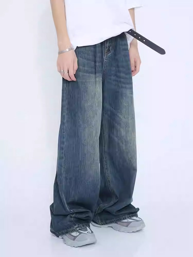 Loose Straight Mid-Waist Wide-Leg Jeans Pants [ID:0176PA]