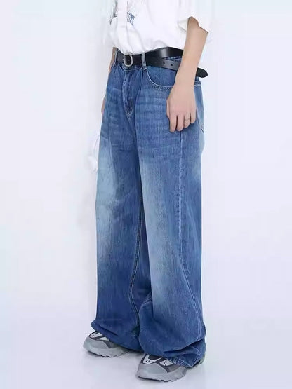 Loose Straight Mid-Waist Wide-Leg Jeans Pants [ID:0176PA]