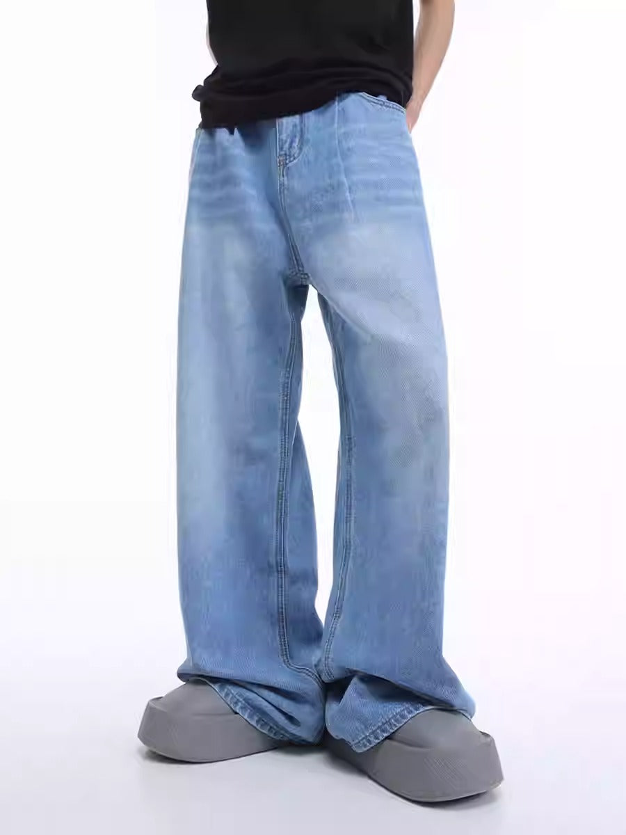 Loose Straight Mid-Waist Wide-Leg Jeans Pants [ID:0176PA]