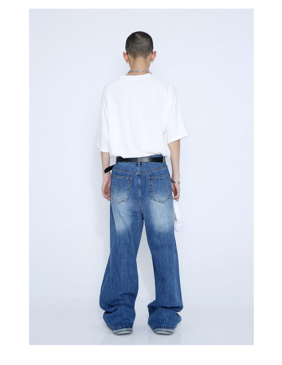 Loose Straight Mid-Waist Wide-Leg Jeans Pants [ID:0176PA]