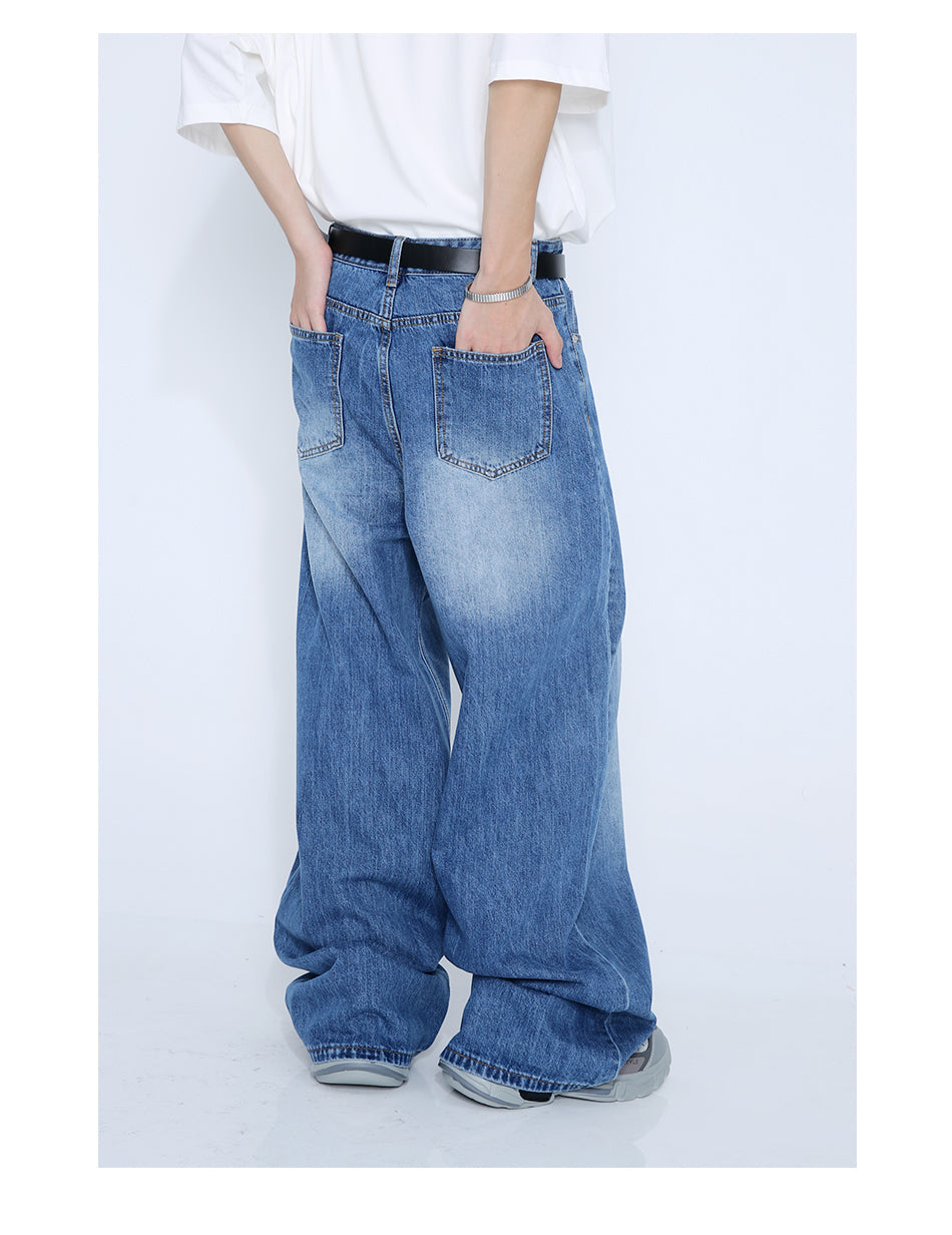 Loose Straight Mid-Waist Wide-Leg Jeans Pants [ID:0176PA]