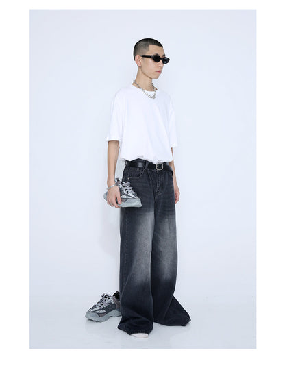 Loose Straight Mid-Waist Wide-Leg Jeans Pants [ID:0176PA]