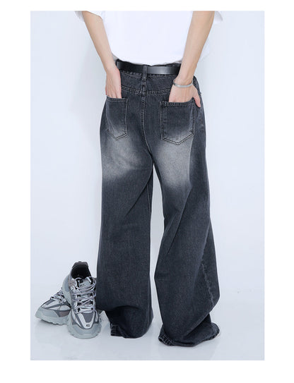 Loose Straight Mid-Waist Wide-Leg Jeans Pants [ID:0176PA]