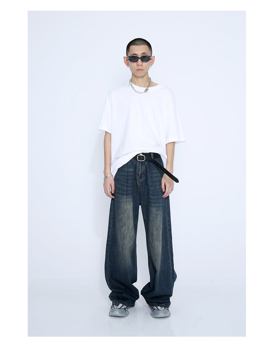 Loose Straight Mid-Waist Wide-Leg Jeans Pants [ID:0176PA]