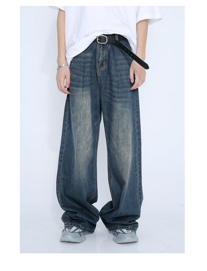 Loose Straight Mid-Waist Wide-Leg Jeans Pants [ID:0176PA]