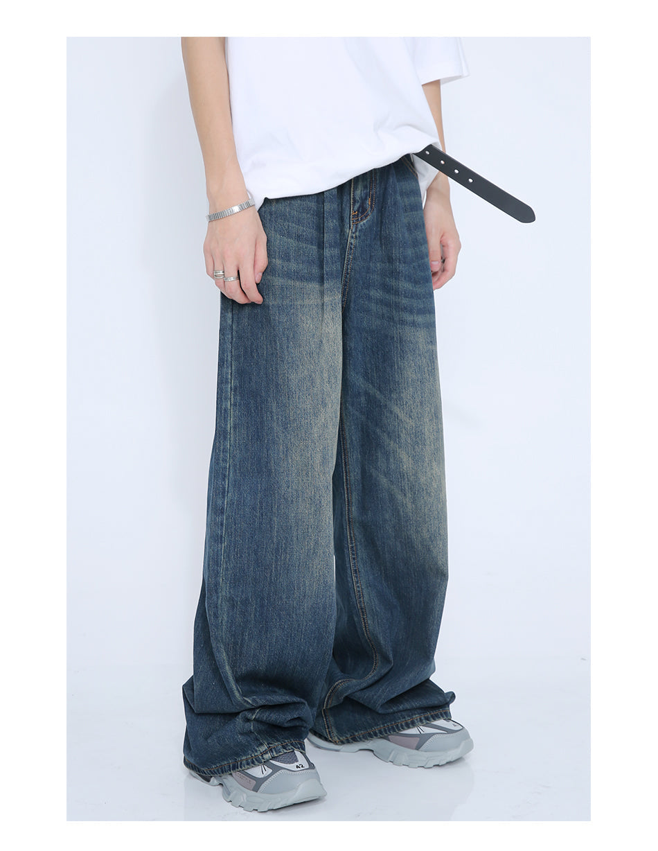 Loose Straight Mid-Waist Wide-Leg Jeans Pants [ID:0176PA]