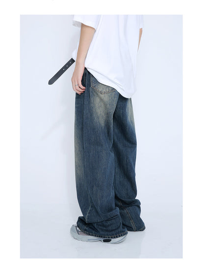 Loose Straight Mid-Waist Wide-Leg Jeans Pants [ID:0176PA]